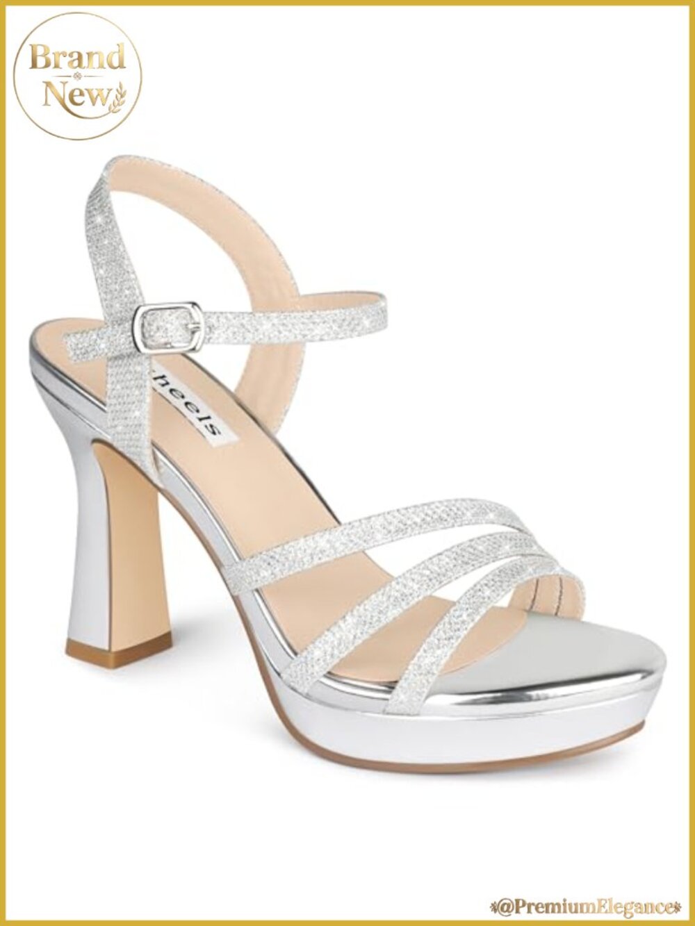 Chunky Platform Heeled Sandals Sparkly Strappy Ankle Strap Party